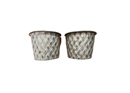 Set of 2 Galvanized Metal Wall Mounted Indoor Outdoor Basket Planters 8 Inches - £21.75 GBP