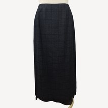 Harve Benard Sport Women Wool Skirt Windowpane Pattern Black Gray Fringe... - £39.37 GBP