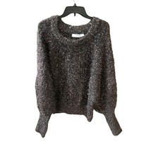 Zara Knit Womens Size Medium Pullover Black Gold Speckles Flecks Crew Neck Fuzzy - £20.63 GBP