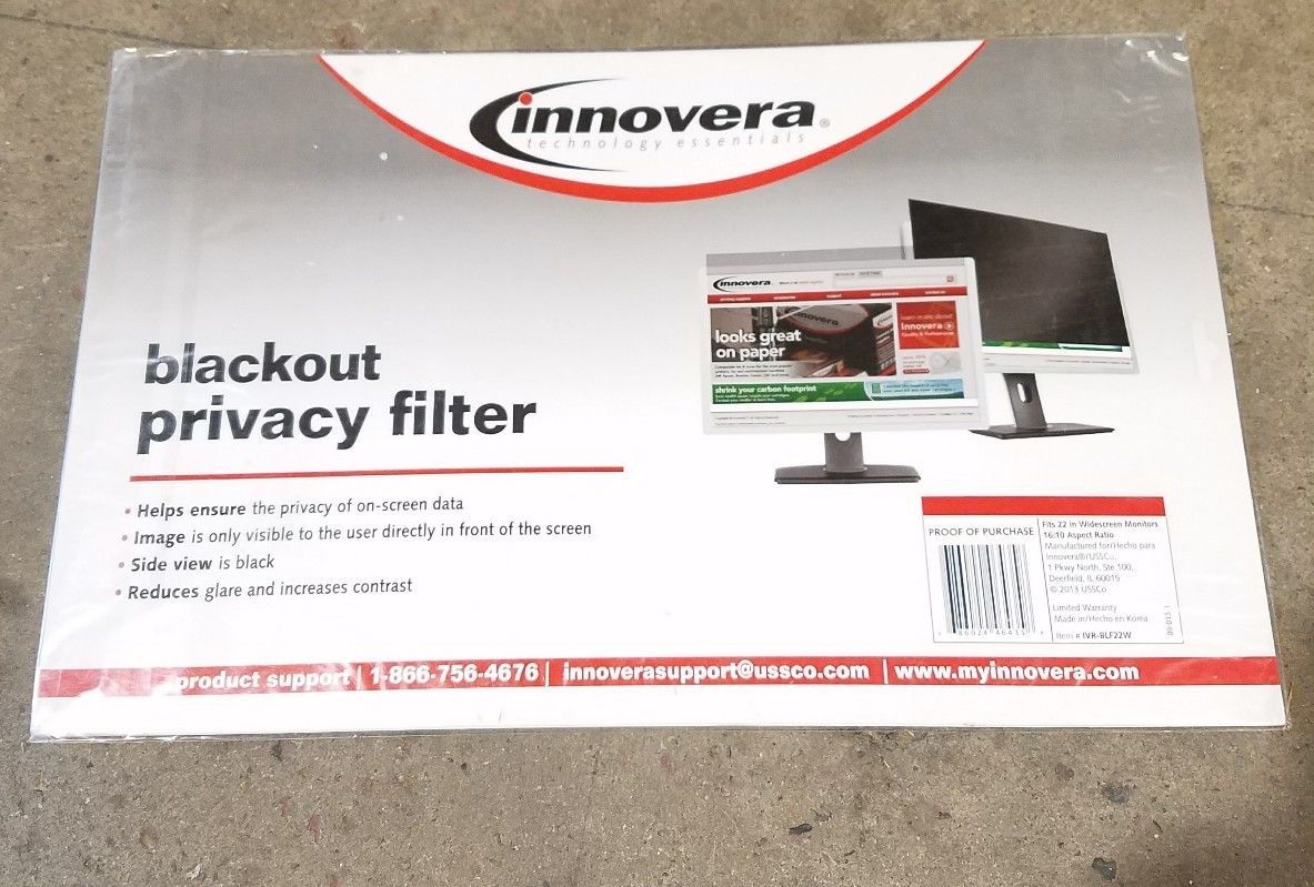 Innovera BLF22W, Black-Out Privacy Filter for 22" WIDESCREEN LCD Monitor - $32.99