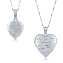 Silver Mother Daughter Heart Pendant Locket - I Love You to the Moon &amp; Back - £118.89 GBP