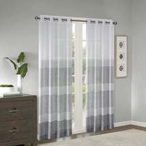 Madison Park Hayden Striped Sheer Woven Faux Linen Curtain For Bedroom,,... - £32.84 GBP