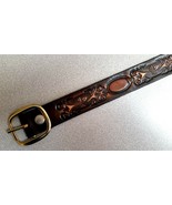 GEOMETRIC Tooled Genuine Leather Cowhide Belt with Buckle - NEW! - $31.07 CAD