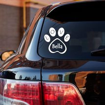 Big Heart Dog Paw Decal with Individual Name - Cute Heart Personalized D... - $6.92+