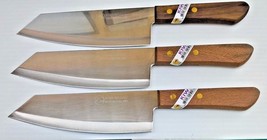 SET of 3 KIWI Stainless Steel - Wood Handle - #173  Utility/Kitchen Knife  - £24.10 GBP