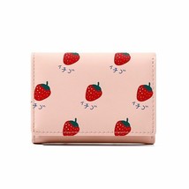 Fruit Pattern Women Wallet Trifold Button Closure Money Card Holder Mini Purse - £15.75 GBP