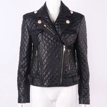 Woman black leather jacket lambskin designer ladies black leather jacket #31 - £140.13 GBP