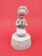 Communion Confirmation Girl Praying Music Box Vintage Lefton 03558 Our Father - £8.74 GBP