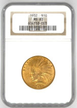 1932 G$10 Indian Head Gold Eagle Graded by NGC as MS63 Old Holder - $2,670.37