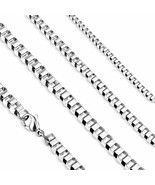 3mm Box Chain Necklace Mens Womens Silver Stainless Steel 20-22 inch - £11.05 GBP