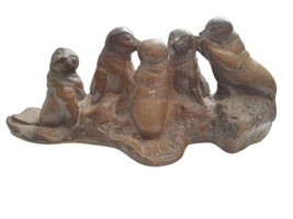 Arthur Court Designs Large Chalkware Statue Figurine Playful Sea Lions on Rock  - £81.39 GBP
