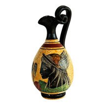 Ceramic Vase Pot Pottery Greek Oinochoe God Hermes Painting Handmade 02719 - £30.63 GBP