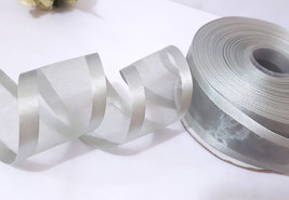1-1/2&quot; 38mm wide - 32 yds Gray Organza Ribbon with Satin Edge w/o wire OS30 - £8.68 GBP