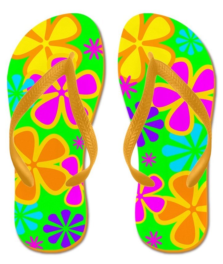 Petal Power Flip Flops with Orange Straps - Women's