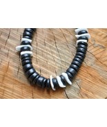 Hawaiian Black Coco and White Chip Surfer Necklace - $259.89 MXN