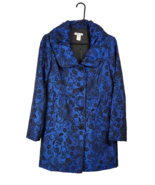 Harold&#39;s Peacoat Women&#39;s Designer Jacket Size 2 Blue Black Floral Pocket... - £44.12 GBP