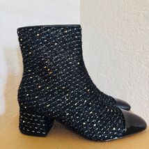 Steve Madden Eiffel Bootie, Tweed Black Sparkle, Low Block Heel, Size 8,... - $79.00