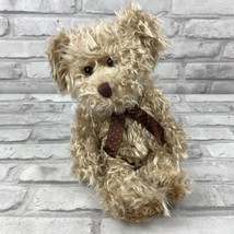 Russ Berrie Radcliffe Sitting Teddy Bear Stuffed Plush Dot Bow 8&quot; Pellet... - £12.74 GBP