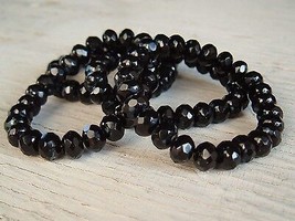 Czech Glass Beads BLACK with picaso finish 7x5mm Rondelle 100 beads - £12.68 GBP