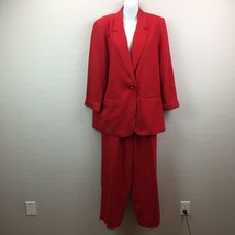 Sag Harbor Womens Red Pant Suit Jacket Coat Office Wear Professional 10 12 - £55.05 GBP