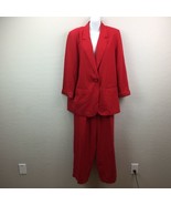 Sag Harbor Womens Red Pant Suit Jacket Coat Office Wear Professional 10 12 - £55.03 GBP