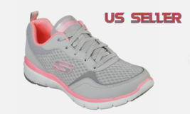 SKECHERS Flex Appeal 3.0 Go Forward Light Grey/Hot Pink Athletic Sneaker... - $49.97