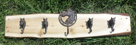 Custom Handmade Rustic Cedar Wood Horse Coat Rack Cast Iron Hooks 40x9 FREE SHIP - £237.43 GBP