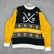 Barstool Sports Mens Black Yellow Long Sleeve Crew Neck Pullover Sweater Size XL - $29.69