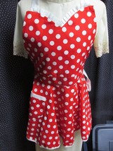 &quot;&quot;RED WITH LARGE WHITE DOTS AND WHITE EDGING&quot;&quot; - MINNIE MOUSE APRON - $11.89