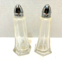 Vintage I W Rice Pressed Glass Fancy Salt and Pepper Shakers 4.5 inch Lot of 2 - $12.60