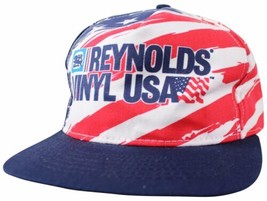 New Vtg 90s Reynolds Vinyl Usa Snapback Cap Deadstock Hat All Over Patriotic Nos - £10.66 GBP
