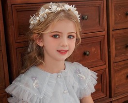 Gold  pearl Hair Headband for girls. Cute headdress flower for wedding and party - £19.24 GBP