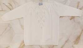 Blair Knit Sweater Shirt 3/4 Sleeves White With Cut-Out Size Medium Made In USA - $24.08