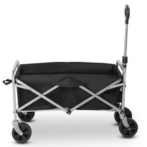 Folding Beach Outdoor Wagon Cart Collapsible Utility Garden Shopping Cart Black - £58.37 GBP