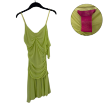 Tralia Lime Green Ruched Mesh Mini Dress - Size Small - $285.27 MXN