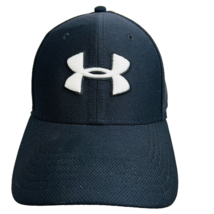 Under Armour Logo Fitted M L Blitzing Baseball Hat Cap Blue Embroidered - $29.99