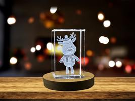 LED Base included | Graceful Reindeer | 3D Engraved Crystal Sculpture - £31.45 GBP+