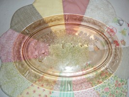 SHARON CABBAGE ROSE PINK DEPRESSION GLASS OVAL PLATTER 12 INCH - $18.00