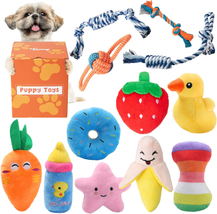 12 Pack Puppy Teething Toys for Small Dogs - Plush Squeaky &amp; Rope Chew Set Bundl - $25.37