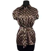 Style &amp; Co. Size 12 Brown Satin Belted Tunic w/ Cap Sleeves - £10.49 GBP