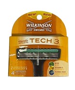 Wilkinson Sword Tech 3 4 Cartridges Razor Blades Aloe Vitamin E 2010 Mad... - $141.03 MXN