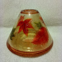 Candle shade crackle glass maple leaves fall decor 4  tall 6  wide - £23.62 GBP