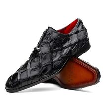 Marco Di Milano Genuine Pirarucu Exotic Lace-Up Oxford Shoes Olivieri Black image 2