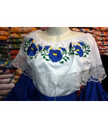 Girls Color Off-Shoulder Ruffle Top W/Floral Embroidery Mexico Folkloric... - £22.94 GBP+