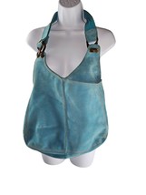 Lucky Brand Vintage Slow Ride Hobo Leather Tote Shoulder Bag Blue Boho P... - $61.75