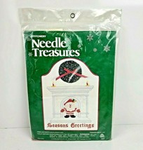 Vintage Needle Treasures Fireplace Santa Seasons Greetings Cross Stitch 00840 - £14.70 GBP