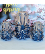 Carved Candles Decor Handmade Gift Colourful Art Design Home Set Of Thre... - $1,713.28 MXN