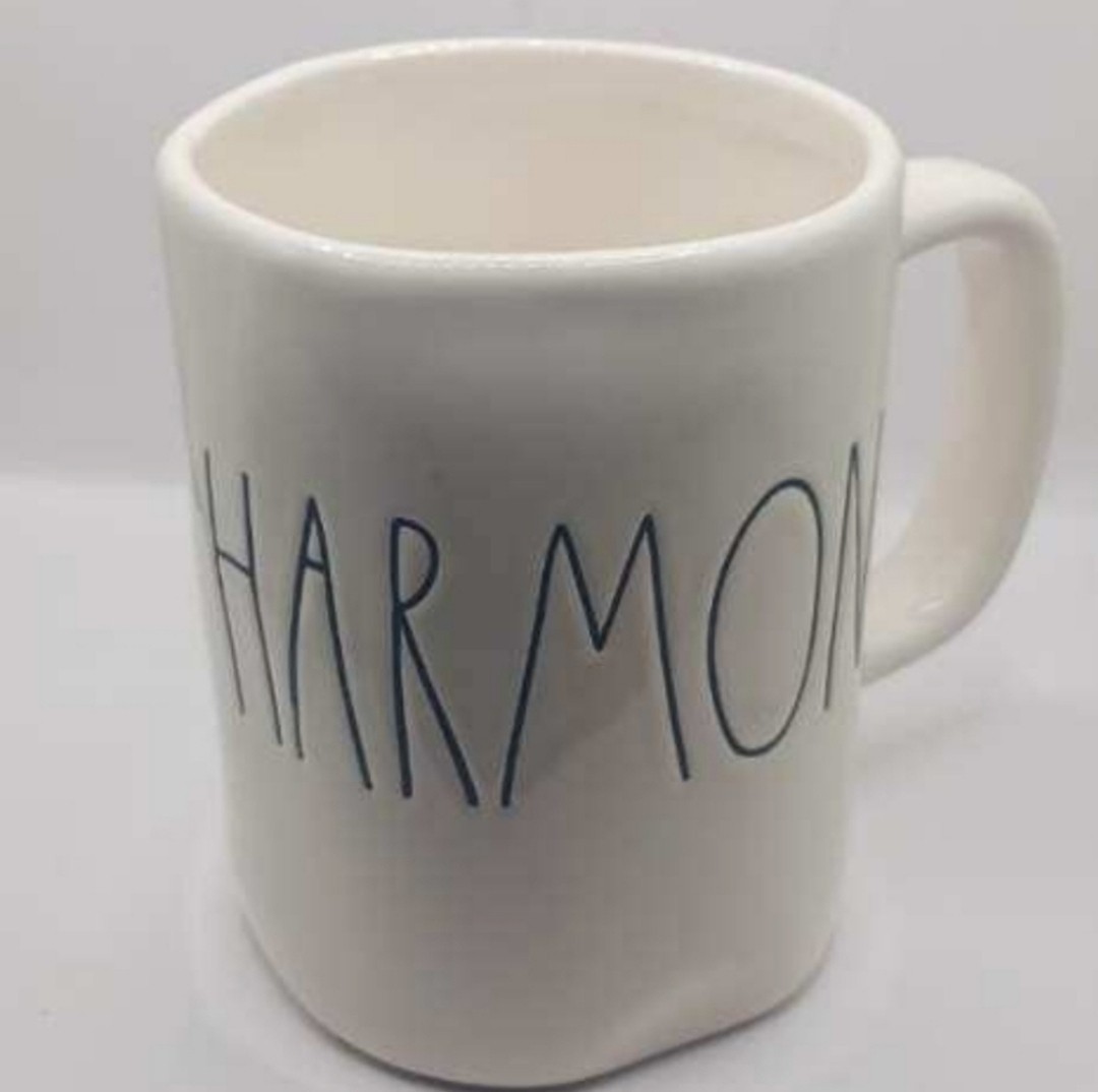 Rae Dunn Artisan Collection by Magenta&quot;Harmony&quot; Mug, white, black letters - $22.00
