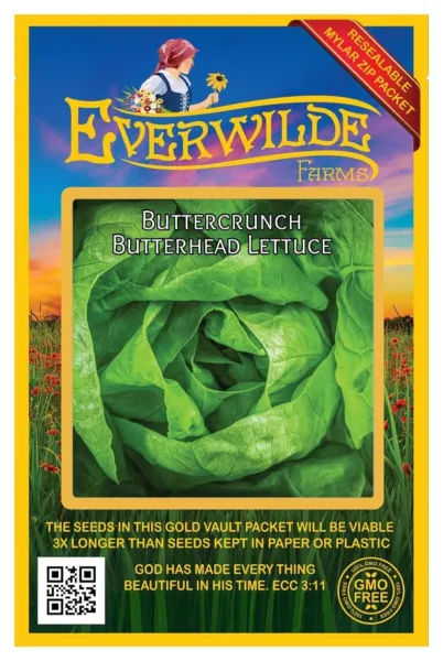 1000 Buttercrunch Butterhead Lettuce Seeds - Everwilde Farms Mylar Seed Packet - £7.16 GBP