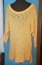 Fresh Produce Golden Yellow Shimmer Thread Open Knit Sweater Tunic Sz XS/S - $19.76